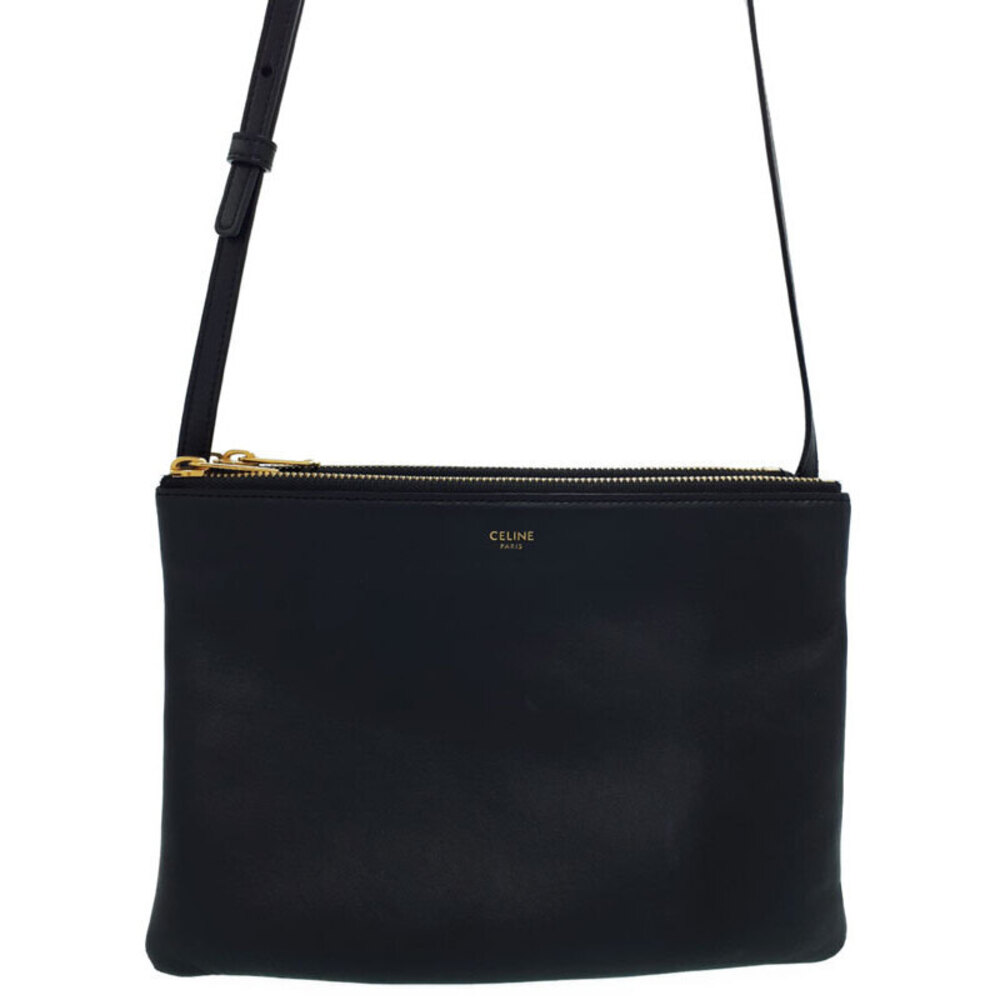 Celine Trio Leather Crossbody Bag Black